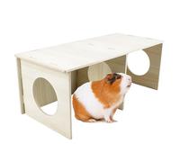 Amonk Wooden Hamster Secret Peep Shed 14x5.5x6in Large 2-Chamber Hideout & Tunnel Exploring Toys for Hamsters Guinea Pigs Pigs and Other Small Animals