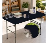 Amonsa Black Rectangle Fitted Tablecloth with Elastic 30x60 Inch - 5FT Solid Color Washable Stretchy Spandex Table Cover Outdoor Table Cloth Party Decor