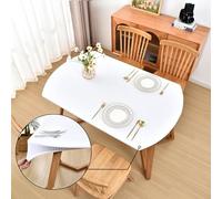 Amonsa White Oval Elastic Fitted Sheet Tablecloth 122 x 173 cm for Oval Tables Washable Stretchy Spandex Fabric Tablecloth No Vinyl Table Protector