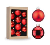 Amooca 2.64'' Christmas Glass Balls Decoration Festival Party Home Decors Holiday Xmas Tree Hanging Ornaments Set 10pc Red