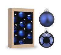 Amooca 2.64'' Christmas Glass Balls Decoration Festival Party Home Decors Holiday Xmas Tree Hanging Ornaments Set 10pc Dark Blue