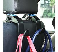 Amooca Car Seat Hooks with Adjustable Hasp Headrest Storage Hanger Universal Fit Automotive Organizer for Purse Bag Coat 4 Pack Black Blue