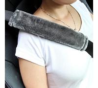 Amooca Soft Faux Sheepskin Seat Belt Shoulder Pad for a More Comfortable Driving, Compatible with Adults Youth Kids - Car, Truck, SUV, Airplane,Carmera Backpack Straps 2 Packs Dark Gray