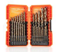 AMOOLO Cobalt Drill Bit Set 31Pcs (1/16"-1/2"), M35 High Speed Steel Metal Drill Bits Jobber Length for Hardened Metal, Stainless Steel, Cast Iron, Plastic and Wood