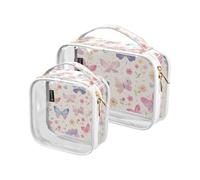 Amooorous 2 Pack Beautiful Buttterflies clear decorative toiletry bag for TSA approved reusable makeup bag travel essential the maquillaje para, gorgeous butterflies, 1 size, beautiful butterflies, 1