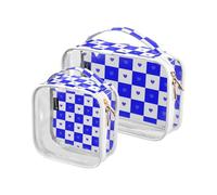 Amooorous 2 Pack Buffalo Plaid Plaid White Blue Heart Clear Men's Decorative Toiletry Bag TSA Approved Multi-Function Cosmetic Bags with Zipper Travel Essential Blanket Pair,Buffalo Plaid,Buffalo,