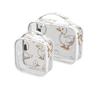 Amooorous 2 Pack Cartoon Cute Duck White clear decorative small toiletry bag TSA approved transparent travel cosmetic bag Men shaving kit para maquillaje, cartoon cute Duck white, 1, cartoon cute Duck