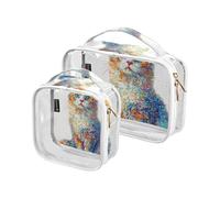 Amooorous 2 Pack Cartoon Cute Mighty Laperm Cats White clear decorative travel toiletry bags TSA approved water-resistant clear makeup bag Men’s shaving kit Bolsa de almacenamiento, cartoon cute