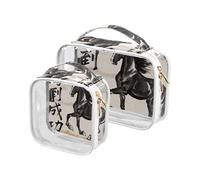 Amooorous 2 Pack Chinese Character Cultural Quote Success clear decorative mens toiletry travel TSA approved transparent clear makeup bag shaving essentials Bolsa de almacenamiento, Chinese character