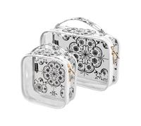 Amooorous 2 Pack Chinese Paisley Floral Ancient Black clear decorative toiletry bag large TSA approved transparent bag travel cosmetic travel essential de maquillaje para, Chinese paisley floral