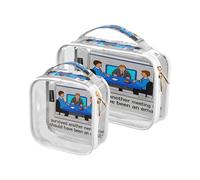 Amooorous 2 Pack English Phrase Black Humor clear decorative mens toiletry bags for traveling TSA approved portable clear cosmetic bag Airport Airline Compliant de maquillaje para, English phrase