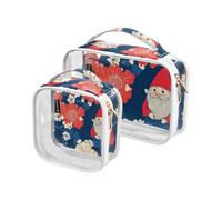 Amooorous 2 Pack Gnomes Plant Flower Fashion clear decorative travel bag toiletry TSA approved reusable makeup organizer bag shaving essentials de maquillaje, Gnomes plant flower fashion, One Size