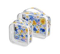 Amooorous 2 Pack Iceland White Dryad Beauty Flowers clear decorative toiletry bag small TSA approved transparent small cosmetic bag Men’s shaving kit Bolsa de almacenamiento, Iceland White dryad