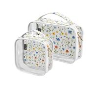 Amooorous 2 Pack Kingdom Of Shattered Flowers clear decorative hanging toiletry travel TSA approved multifunctional cosmetic travel bag Men’s shaving kit Bolsa de maquillaje, Kingdom of Shattered
