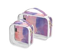 Amooorous 2 Pack Marble Grain clear decorative travel toiletry bag TSA approved reusable makeup brush bag shaving essentials de maquillaje para,Marble kor,1 size, Marble kor, 1 size