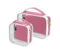 Amooorous 2 Pack Pale Violet Red Solid Color Pure Plain clear decorative toiletry bag large TSA approved multifunctional makeup brush bag travel essential Bolsa de almacenamiento, pale violet red