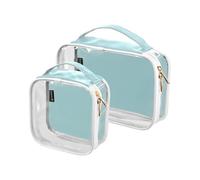 Amooorous 2 Pack Powder Blue Solid Pure Plain Clear Decorative Toiletry Bag Large TSA Approved Water Resistant Large Cosmetic Bag for Women Travel Essential Toiletry Bag Para,Powder Blue Solid Pure,