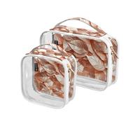 Amooorous 2 Pack Rose Gold Clear Decorative Toiletry Bags for Men, TSA Approved, Water Resistant for Essential Shaving, Para Makeup, Vintage Rose Gold Foliage, Vintage Rose Gold Foliage, 1 size