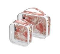 Amooorous 2 Pack Rose Golden Strawberry clear decorative large toiletry bags for women TSA approved waterproof bags for women Airport Airline Compliant para maquillaje, Rose golden strawberry, One