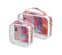 Amooorous 2 Pack Way Of Life clear decorative toiletry bag hanging bag TSA approved multifunctional makeup organizer bag Airport Airline Compliant the maquillaje, Way of Life, 1 size, Way of Life, 1