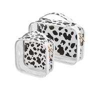 Amooorous 2 Pack White Black Cow Leopard Print clear decorative travel toiletry kit TSA approved transparent travel makeup bags Men’s shaving kit Bolsa de almacenamiento, white Black cow leopard