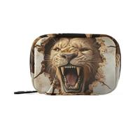 Amooorous 3d Cracked Hole Angry Animal Lion medicine bags for women with Detachable Compartments attachable weekly pill organizer for purse