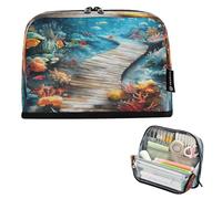 Amooorous 3D Creative Floor Painting Ocean Underwater Pencil Case Holder Large Capacity Pen Case Simple Multi-Purpose Bag for College Student High School cartuchera para ninos