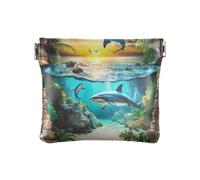 Amooorous 3d Hole White Wall Ocean Animal fish sea Women's Small Leather Coin Purse Portable Change Purse with Clasp for Women, 3D hole white wall ocean animal fish sea, One Size