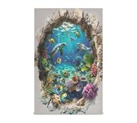 Amooorous 3d Optical Illusion Wall Art Underwater Tropical decorative handmade kitchen towels essentials terry cloth dish towels toallas para cocina 28x18in set of 6