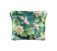 Amooorous 3d Pond Scenery Distinctive Fish and Flowers Women's Leather Coin Purse Convenient Jewelry for Men Women Travel, 3D Pond Scenery Distinctive Fish and Flowers, One Size