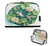 Amooorous 3D Pond Scenery Fish and Flowers Pencil Storage Case Large Capacity Make Up Bags Portable Stationery Storage for Man Elementary cartuchera escolar para adolescentes