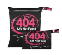 Amooorous 404 Error Life Not Found Rock Style waterproof wet swimsuit bag 2 Pack diaper bag essential items with handles for baby diapers, travel