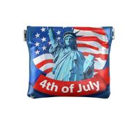 Amooorous 4th Of July Independence Day Blue Liberty Women PU Leather Coin Purse Waterproof Makeup Period Bag for Women, 4th Of July Independence Day Blue Liberty, One Size