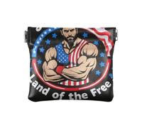 Amooorous 4th Of July Independence Day Land Of Free Black Women PU Leather Coin Purse Fancy Card Key Organizers for Men Women Travel, 4th Of July Independence Day land of free black, One Size