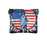 Amooorous 4th Of July Independence Day Land Of Free Blue Liberty PU Leather Change Purse Portable Mini Cosmetic Case for Men Women Travel, 4th Of July Independence Day land of free Blue Liberty, One