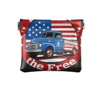 Amooorous 4th Of July Independence Day Land Of Free Blue Truck PU Leather Small Coin Purse Waterproof Mini Purse Wallet for Men Women Travel, 4th Of July Independence Day land of free Blue truck, One