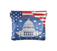 Amooorous 4th Of July Independence Day White House Land Of Free PU Leather Change Purse Portable Makeup Period Bag for Women, 4th Of July Independence Day White House land of free, One Size