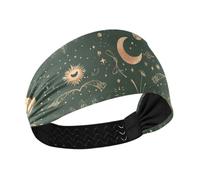 Amooorous A Celestial Pattern with Moons Stars and Galaxies Non-Slip hair headband Elastic head for Football Workouts tennis diadema para maquillaje