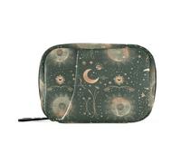 Amooorous A Celestial Pattern with Moons Stars and Galaxies travel bag with Detachable Compartments convenient travel pill case for purse