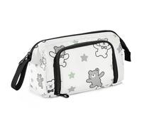 Amooorous A Cute and Funny Grey Teddy Bear Pencil Pouches Large Capacity Pencil Case Organizer with Compartment for Student High School