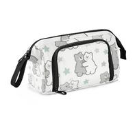 Amooorous A Cute Cartoon Grey Teddy Bear Pen Case Large Capacity Artist Pencil Case with Slot for Teen Girls Middle School