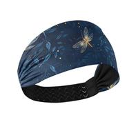 Amooorous A Few Lovely Fireflies Flew in The Dark blue Moisture Wicking womens headband Elastic head for Running Cycling Volleyball diademas para el pelo de mujer