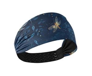 Amooorous A Few Lovely Fireflies Flew in The Dark blue Moisture Wicking womens headband Elastic head for Running Cycling Volleyball diademas para el pelo de mujer