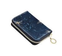 Amooorous A Few Lovely Fireflies Flew in The Dark Blue Sky Leather Credit Card Wallets for Women with 2 Cash Slot RFID Blocking Credit Card Holder for Men carteras para Mujer