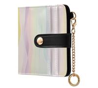 Amooorous A Vertical Ai Illustration of Pastel Colors Portable Ladies Bifold Wallet Compact PU Leather Wallet for Men Women Travel