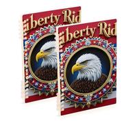 Amooorous A5 size 4th Of July Independence Day Black Bird Liberty Ride school notebooks 8.3" x 5.7", wear-resistant composition notebook wide ruled 60 sheets for working&classroom 2 pack