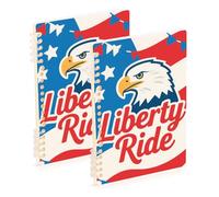 Amooorous A5 size 4th Of July Independence Day Black Bird Liberty Ride subject notebooks college 8.3" x 5.7", wear-resistant college ruled spiral notebook 60 sheets for school&office 2 pack