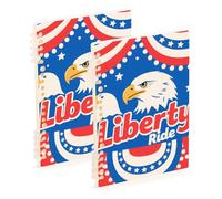 Amooorous A5 size 4th Of July Independence Day Black Bird Liberty Ride wide ruled notebook 8.3" x 5.7", hard cover subject spiral notebook college 60 sheets for working&classroom 2 pack
