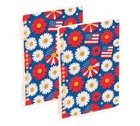 Amooorous A5 size 4th Of July Independence Day Red Daisy bound notebook 8.3" x 5.7", sturdy single subject spiral notebook 60 sheets for school&office 2 pack