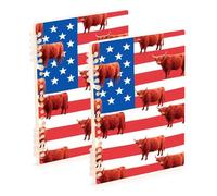 Amooorous A5 size 4th Of July Independence Day Red Scottish Highland Cattle spiral notebooks college 8.3" x 5.7", hard cover subject notebooks college ruled 60 sheets for working&classroom 2 pack